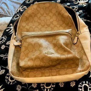 XlL Coach Backpack,   leather and signature Coach canvas.
